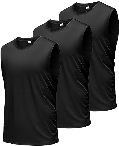 Boyzn Tank Top Herren 3er Pack Training Fitness Bodybuilding Tankshirt Schnelltrocknendes Muskelshirt Ärmellos Weste für Men Black/Black/Black-3P04-3XL