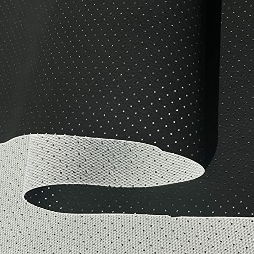 FORTIS POLSTER perforiertes Kunstleder als Meterware - Autostoff und Polsterstoff für Möbel, Fahrzeuge, Motorradsitze und Taschen - 145 cm breit, 0,95 mm dick, hergestellt in der EU - Schwarz