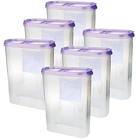 Bestgoodies Vorratsdosen mit Deckel (6er Pack - Lila) 2,8 Liter, Luftdicht Schüttdose BPA frei lebensmittelecht, Vorratsbehälter Set - Müslispender