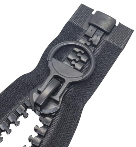 MebuZip 75 cm #20 riesig Reißverschluss 14mm super groß Reißverschluss teilbar Reißverschluß Reissverschluss für Zelte Nähen Mäntel (Schwarz)