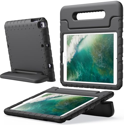 JETech Kinder Hülle für iPad 9,7 Zoll (6./5. Generation, 2018/2017), iPad Air 2/1 9,7 (2./1. Generation, 2014/2013) und iPad Pro 9,7 2016, Stoßfeste Tablet Schutzhülle mit Griff Ständer (Schwarz)