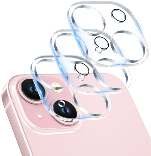 imluckies 3 Pièces Protection Objectif Caméra Arrière pour iPhone 15 / iPhone 15 Plus Verre Trempé Ultra HD, Dureté 9H Anti-Rayures Appareil Photo Protecteur, Sans Bulle Air, Facile à Installer