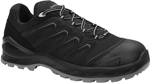 LOWA Sicherheitsschuhe Larrox Work GTX Black-Grey Lo S3 CI, Damen und Herren, Textil, Stahlkappe, leicht, sportlich 41, Schwarz-Grau