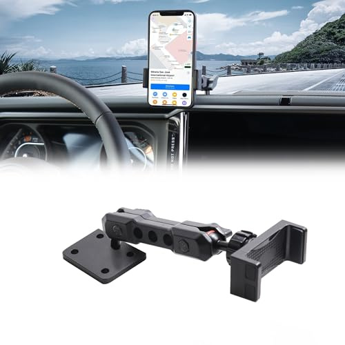 sukemichi 2024 2025 JL Handyhalterung für Jeep Wrangler – Armaturenbrett-Handyhalterung für Jeep Wrangler JL 4XE Zubehör ab 2025, Jeep Gladiator JT Zubehör, 1 Stück, Schwarz