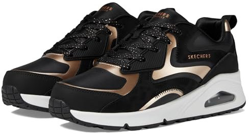 Skechers Uno Gen1 Color Surge, Scarpe da Ginnastica, Nero Oro Rosa, 39 EU