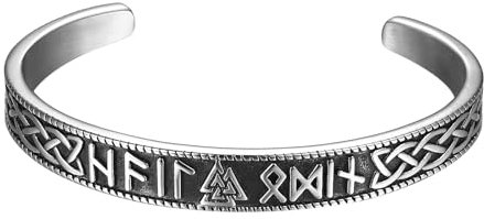 Cupimatch Bracelet Viking ouvert pour homme : nordique viking rune triangle nœud celtique manchette en acier inoxydable pour la fête des pères