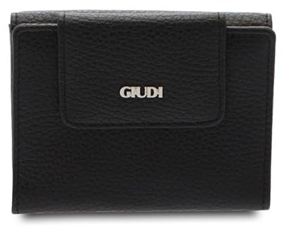 Giudi ® - Damen Geldbörse aus Kalbsleder, Echtleder, Geldbörse, Kartenhalter, Made in Italy - 6911/LGP/AE, Schwarz