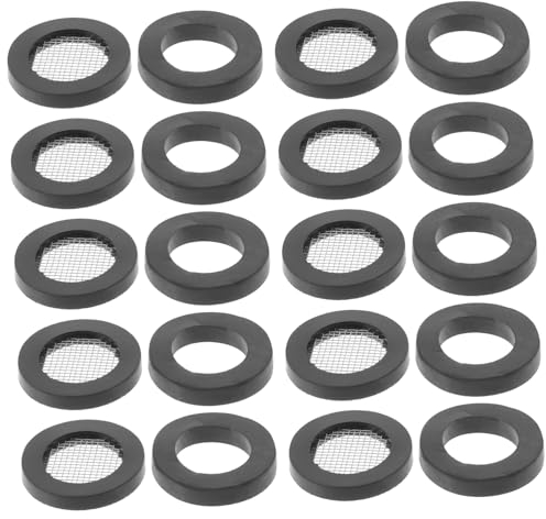 Amosfun 1 Set Hose Gasket Washers Washing Machine Strainer Water Filter Hose Repair Kit Shower Head Washer Inlet Hose Screen Fittings for Hose Soft Rubber Stainless Steel Flat Pad
