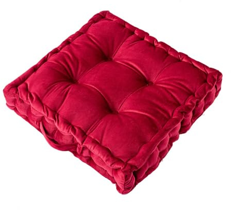 Fouriding Quadratische Bodenkissen 38CM,Weiche Samt Boden Sitzkissen Wurfkissen für Wohnzimmer Sofa Stuhl Boden Yoga Couch Tatami Dekorative (Rot)