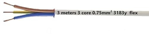 10 METERS OF 3 CORE BLACK FLEX 1.5MM² 3183Y FLEXIBLE CABLE 13 amp 230 volt