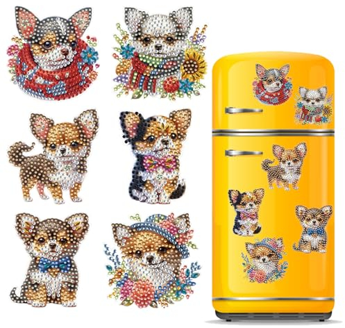 DIY Diamond Art Painting Refrigerator Magnets Kits for Fridge Stickers Special Shape Butterfly Fridge Magnets for Adults-Dog