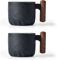 ERBO 2er Set Espressotassen 70 ml, Premium Espresso Tassen mit Henkel, Mini Teetasse Kaffeetasse aus Keramik, Kleine Espressotassen, Espresso- & Mokkatassen, Kaffeebecher für Espresso Tee (Schwarz)