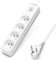 Aigostar Multiprises 4 Prises avec Interrupteur, Extension D'alimentation de 5 Mètre, Sécurité Enfant, Française, Blanc, 16A 250V
