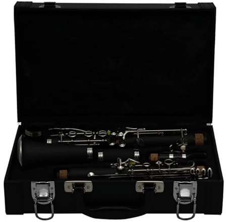 NVOQILIN Flachklarinette 17 Tasten Bakelit Profi Holzblasinstrument Klarinette mit Box Musikinstrument