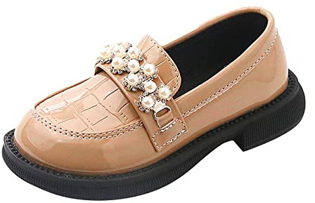 Generico Stivali Antipioggia Bambino Stivali Stivali Alti Primavera Estate Bambini Scarpe Casual Ragazze Scarpe in Pelle Suola Spessa Scarpe Eleganti Antiscivolo Bambino (Khaki, 30 Little Child)