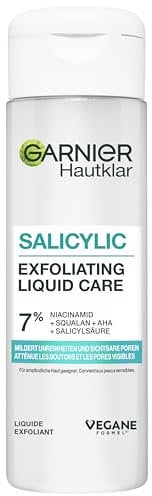 Garnier Salicylic Exfoliating Liquid Care – flüssige Gesichtspflege mit Peeling-Effekt für gemilderte Unreinheiten und einen ebenmäßigen Teint, 120 ml