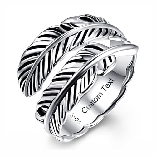 BONLAVIE Individuelle Ring Silber 925 Verstellbarer Feder Vintage Offen Ringe Für Frauen/Männer