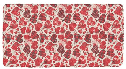 Buffalo Plaid Anime Valentinstag rot Reise Kleinkind Bettlaken wasserdicht Kinderbett für Kinder, tragbares Bett für Kleinkinder, Campingbett, 127,7 x 63,5 cm (Laken, Bett nicht im Lieferumfang
