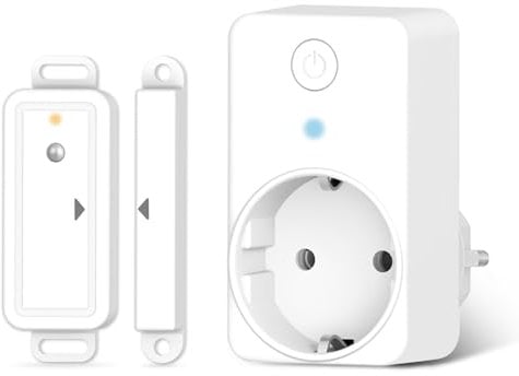 Fensterkontaktschalter mit Mini Fenster Sensor, Funk Abluftsteuerung für Dunstabzugshaube Kamin, Wireless Fensterschalter Funksteckdose für sicheres Heizen, Einfache Montage