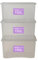Wham Plastic Storage Boxes With Lids 110 L Home Office Stackable Nestable Container Box, Easy fit Durable Protective Storage Box, 79.5 x 39.5 x 42 cm - Tint Grey (Set of 3)