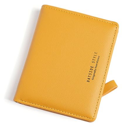 Skyearman Portefeuille Femme en Cuir Petit à Fermeture Éclair Porte Monnaie Femmes Slim Court Portefeuilles avec 7 Emplacements de Carte (Jaune)