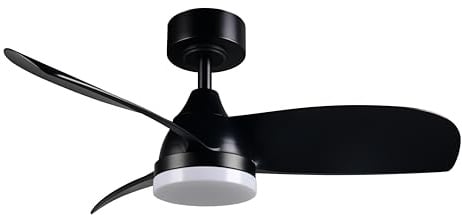 Reality Leuchten LED Deckenventilator mit Beleuchtung Helsinki R62732132, Kunststoff Schwarz matt, 6 Geschwindigkeiten, Sommer- Winterbetrieb, Fernbedienung, Dimmer, Timer, Nachtlicht, Lichtfarbe