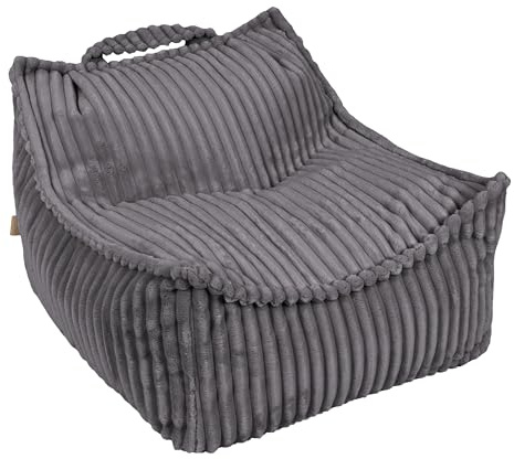 MEOWBABY Sitzsack Kinder – Bequemer Kindersessel mit Füllung – Sitzsack Kinderzimmer – Weicher Bodensessel für Kleinkinder – Waschbarer Bezug – Kindersitzsack für Mädchen & Jungen, Churros, Taubengrau