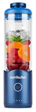 Nutribullet Flex 590 ml, Batidora Portátil con Tapa, Cuchillas Desmontables, Recargable por USB-C, Tritura Hielo y Frutas Congeladas, Asa de Transporte, Sin BPA, NBP013BL, Azul