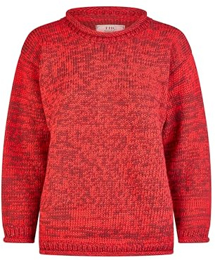 THC Schafwoll Strickpullover Rot 715 – Warmer Wollpullover aus 100% Schurwolle – Unisex Melange-Strickpullover Rundhals, Gr. S-XL