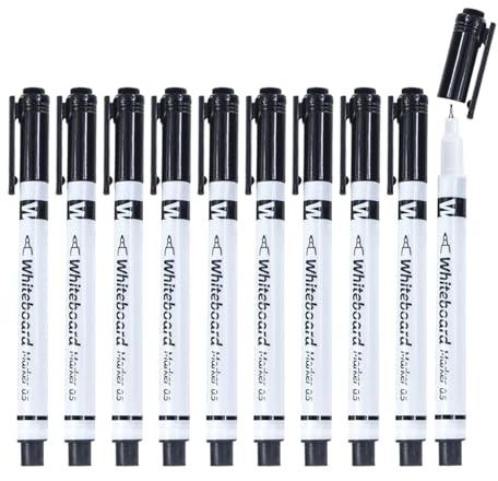 Générique Whiteboard-Marker, trocken abwischbar, 0,5 mm, mit Radiergummi, 10 Filzstifte, für Lehrer, Klassenzimmer, Kindergarten, Kindergarten