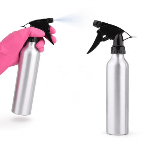 PATKAW 2pcs Spray Bottles 350ml, Silver Aluminium Alloy Refillable Atomiser, Fine Mist EmptyPerfume Bottle Set for Cosmetics, Hair Care, Plant Misting, Skincare, Makeup and HomeBeauty Routine