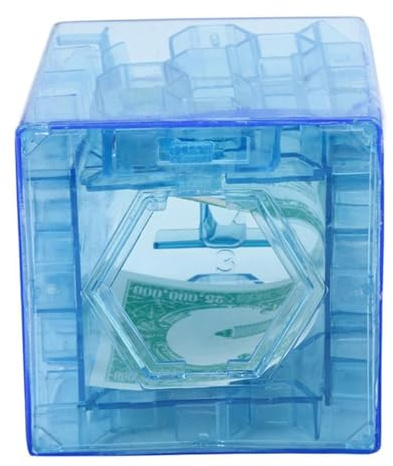 Geld-Labyrinth-Box für Bargeld, lustige Labyrinth-Spardose, blau, durchscheinend, für Bargeld, Spielspielzeug für Kinder und Erwachsene, Dekorationen im Garten