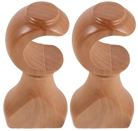 Toyvian Set di 2 supporti per bastoni per tende in legno naturale, base di fissaggio, 35 mm, kit di montaggio regolabile per parete e soffitto, stabilizzatore robusto per aste classiche