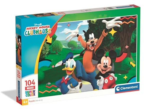 Clementoni Micky Maus Wunderhaus Kinder Puzzle 104 Maxi Teile | Micky Maus Puzzle 62 x 42 cm cm für Kinder ab 4 Jahre - Puzzle von Clementoni 25018