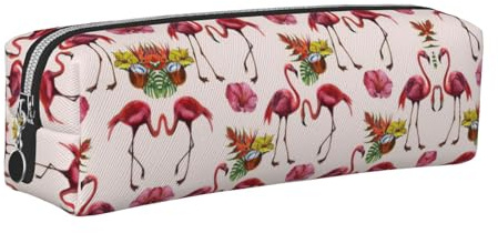 SDEGTHO Trousse à crayons en cuir flamant rose pour étudiants, élégante pochette imprimée à fermeture éclair pour fournitures scolaires, essentiels de la rentrée scolaire, Argenté., Taille unique