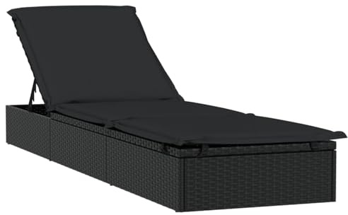 ATOMSTACK MAKER HOMELEN Sonnenliege mit Tisch Schwarz – verstellbare Relaxliege aus wetterfestem PE-Rattan & pulverbeschichtetem Stahl, 201x55 cm, ideal für Pool, Balkon, Garten & Camping
