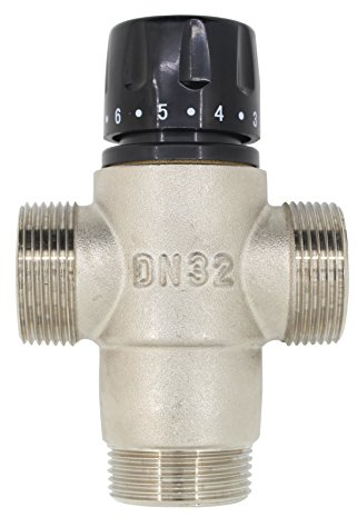 ROOwarMer 3-Wege-Thermostat-Mischbatterie 1/2 3/4 1-1/4 1-1/2 Zoll Edelstahl Thermostatventil für Badewanne Dusche Küche Wasserhahn Armaturen (1-1/4 Zoll (DN32)