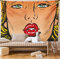 Lunarable Vampir-Wandteppich, Pop-Art-Comic-Buch-Stil, sexy Vampir-Mädchen, rote Lippen, Kuss, Passionszähne, Stoff, Wandbehang, Dekor für Schlafzimmer, Wohnzimmer, 114 cm Bx76 cm, mehrfarbig