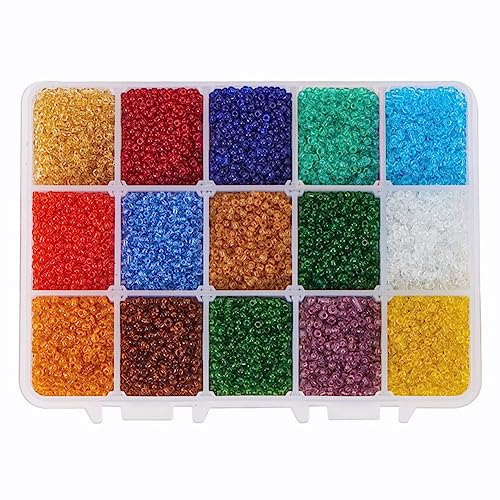 PH PandaHall Über 21000 stücke 15 Farbe 12/0 Transparentem Glas Rocailles 2mm Mini Perlen mit Container Box für Schmuck machen