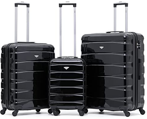 Flight Knight ABS Leichtgewicht Reisekoffer Koffer 3 Groben Kompatibel Mit Air Berlin, Lufthansa, Eurowings, easyJet, Ryanair Und Viele Mehr! Handgepack & Grober Koffer Mit 4 Rollen.