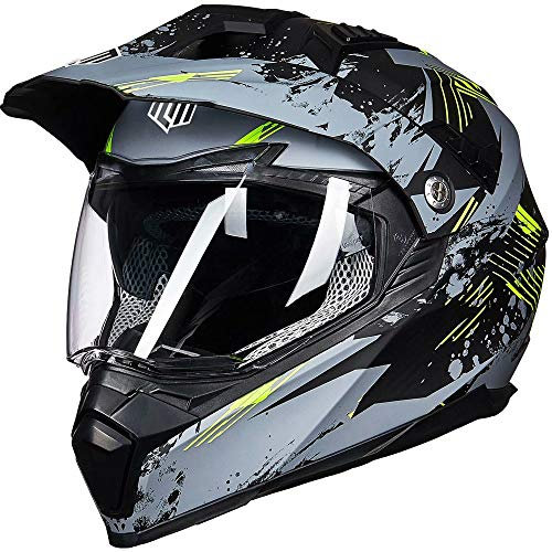ILM Motorradhelm Herren Damen Motocross Helm Motorcycle Full Face Helmet ATV Dirt Bike ECE Modell-606V,Grau Gelb,S