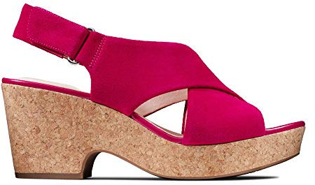 Clarks Maritsa Lara, Sandali Con Cinturino Alla Caviglia Donna, Rosa (Fuchsia Suede Fuchsia Suede), 38 EU