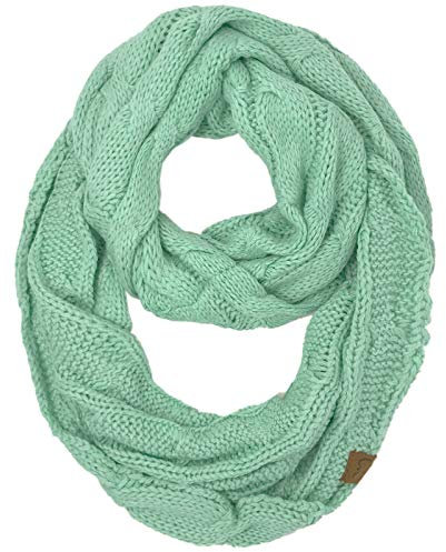 C.C CC Winter Soft Matching Unisex Chunky Knit Cowl Loop Infinity Scarf, Solid Mint, Einheitsgröße