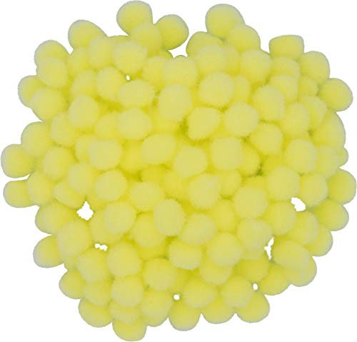 i-mondi® 200 mini pompons zum basteln hellgelb in 10mm klein bastel zubehör pom pom bunt kugeln ponpons deko pompom plüsch