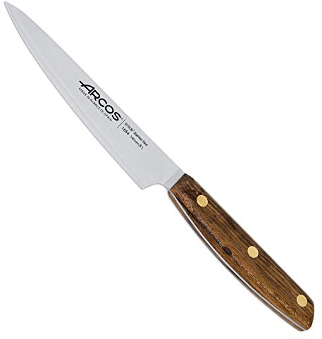 Arcos Serie Nordika - Cuchillo Cocinero - Acero Inoxidable NITRUM - Hoja de 140 mm - Mango de Madera Ovengkol 100% natural FSC - Embalaje 100% reciclado