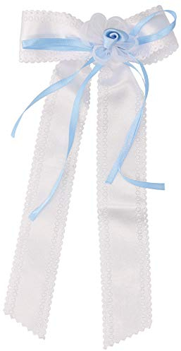 Butzon & Bercker 2-2651 Kerzenschleife weiß-blau für Taufkerzen, Kommunionkerzen mit 3-4 cm Kerzendurchmesser
