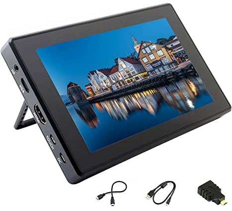 Ingcool 7 pollici Monitor per Raspberry Pi, 1024x600 HDMI LCD IPS Schermo Capacitivo Touch Screen Display con Custodia, Compatibile con Raspberry Pi 4B/3B +/3B/Zero, Supporto Windows 7 8 10