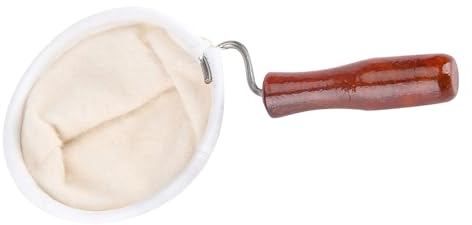Hyuduo Filtro de Tela Para Café, Filtro de Café Para Verter, Colador de Tela Reutilizable Con Mango de Madera Para Accesorios de Café Elaborado A Mano(L),filtro de café