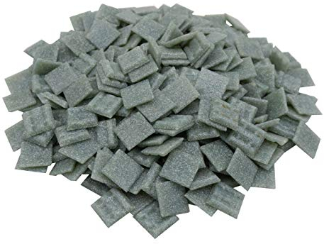 mosamare Mosaiksteine zum Basteln - Bunte Farbvarianten - (2x2 cm, 900g, ca. 340 St.) - Glasmosaik - Keine Kunststoffverpackung - Mittelgrau
