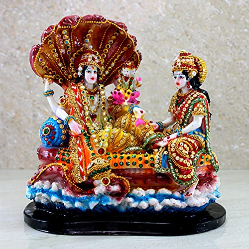 ESPLANADE Brass Lakshmi Narayan – Lord Vishnu Laxmi in Ksheer Sagar – Murti Idol Statue Skulptur – 7,9 cm (mehrfarbig)